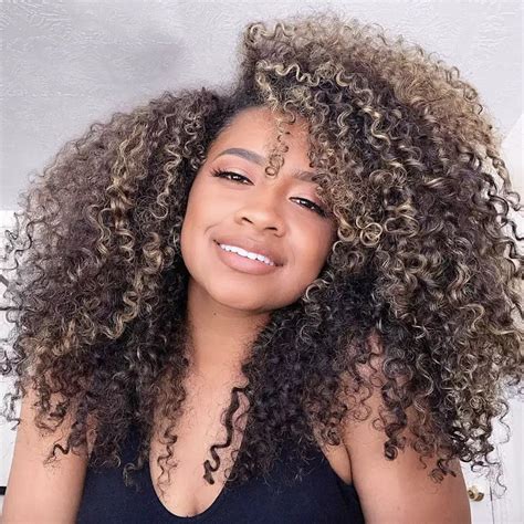 black curly hair blonde highlights